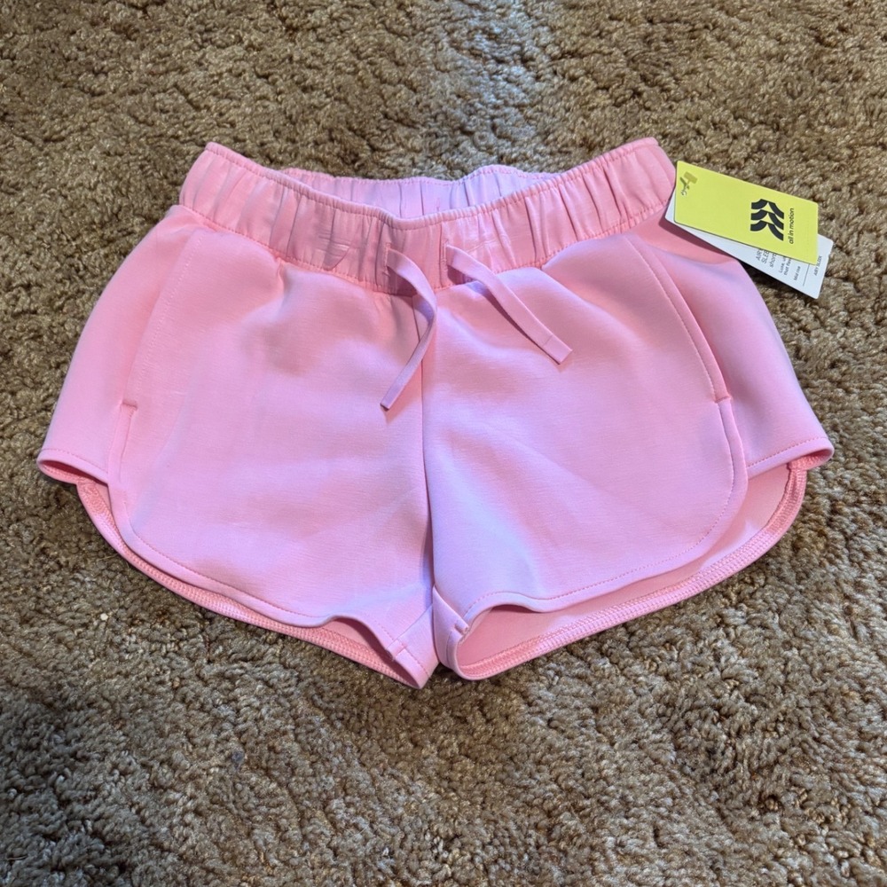 All in Motion Girls Airy Sleek Pink Athletic Shorts XS 4/5 Pockets NWT